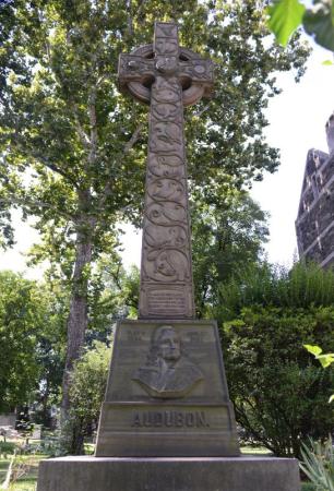 25-foot Celtic cross marking the location of John James Audubon’s burial vault