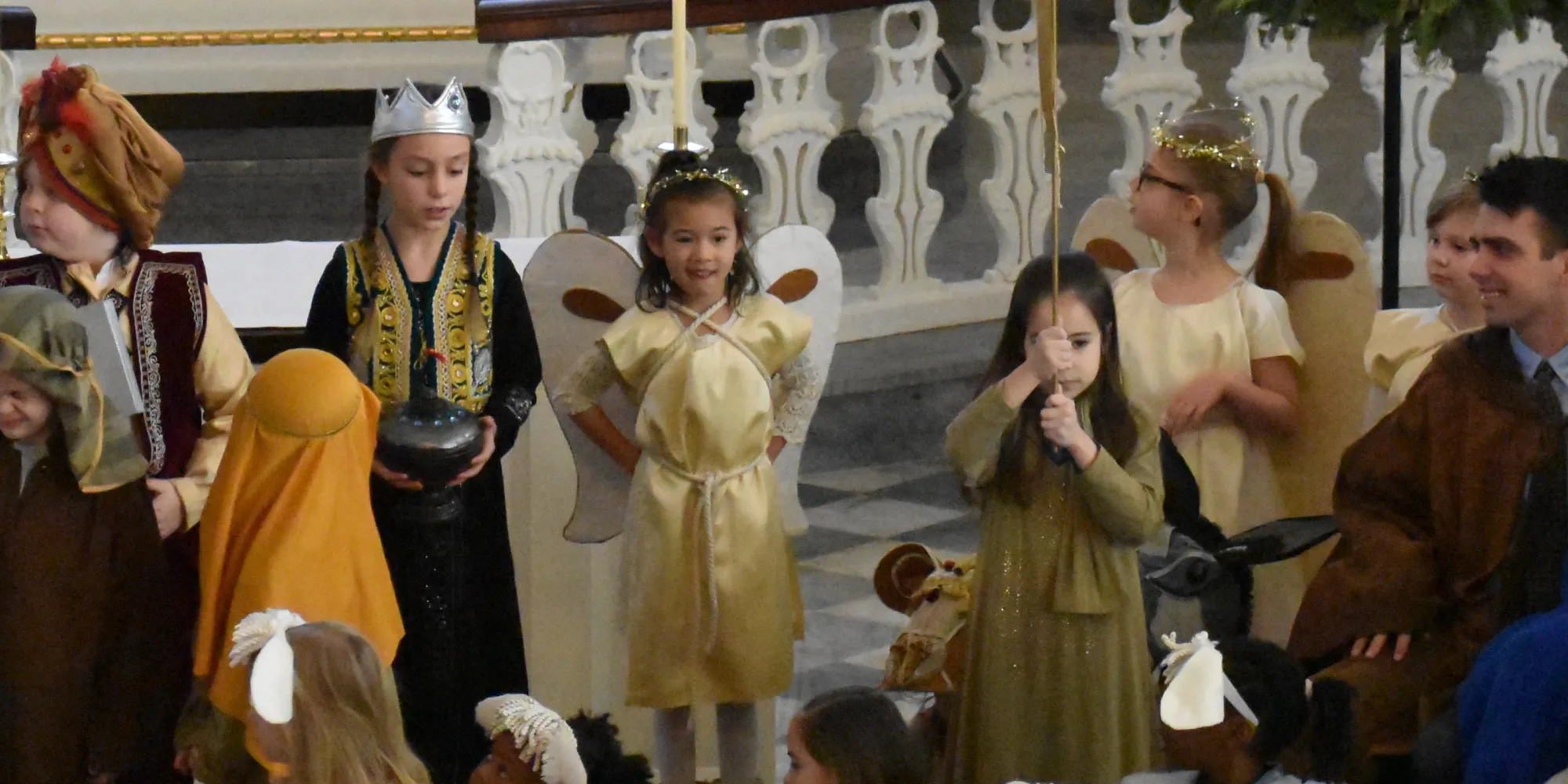 Christmas pageant with children dressed up