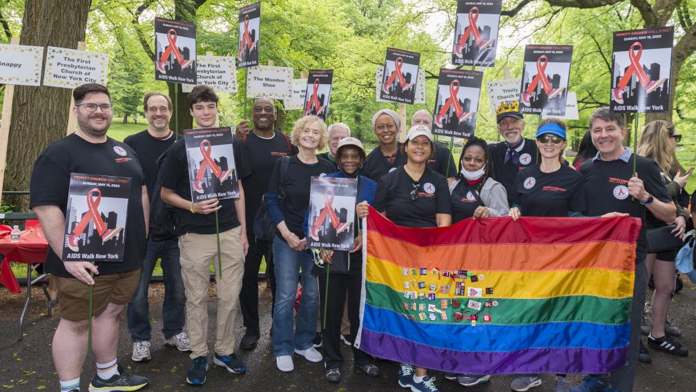 Trinity staff and congregation members march in the 2022 AIDS Walk New York