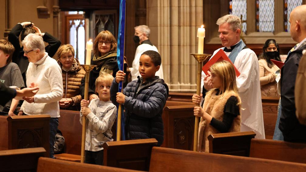 Children participating in worship during the 9am Holy Eucharist at Trinity Church