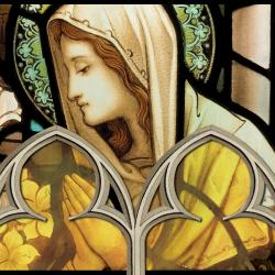 Stained glass with image of Mary