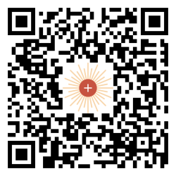 QR code with red and gold emblem inside