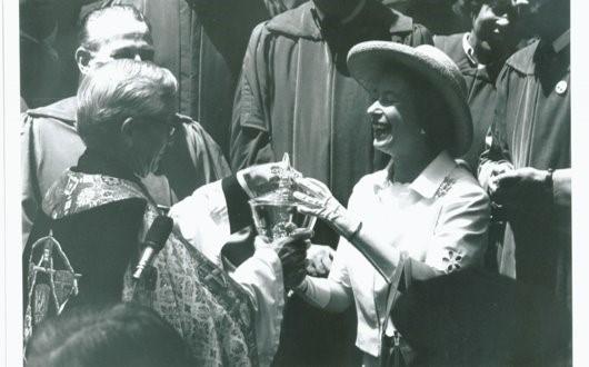 Queen Elizabeth II at Trinity in July 1976