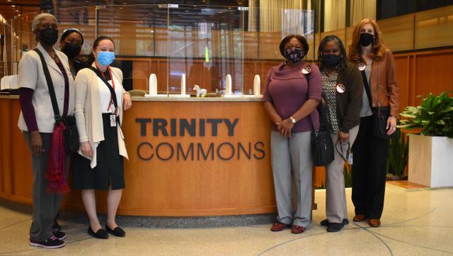 Trinity Ambassadors ready to greet guests in Trinity Commons