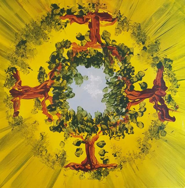 Painting by Pat Hreljanovic, Mandala of Heaven through a Circle of Trees