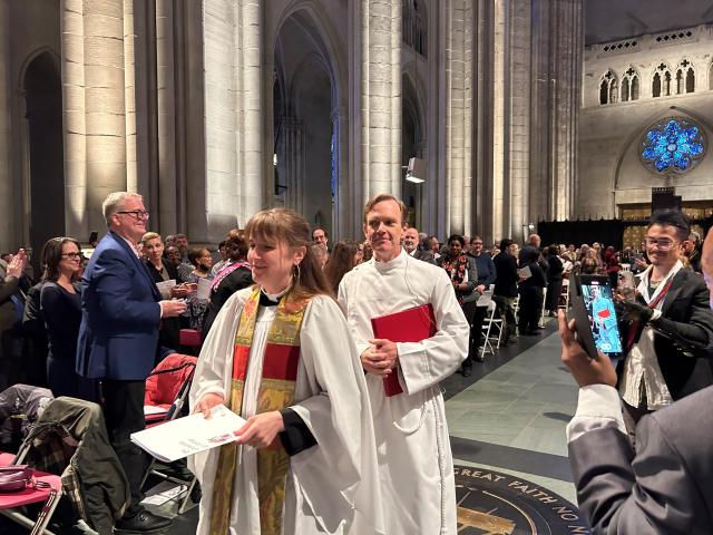 The Rev. Matt Heyd enters the Cathedral of St. John the Divine for his ordination and consecration as bishop on May 20, 2023