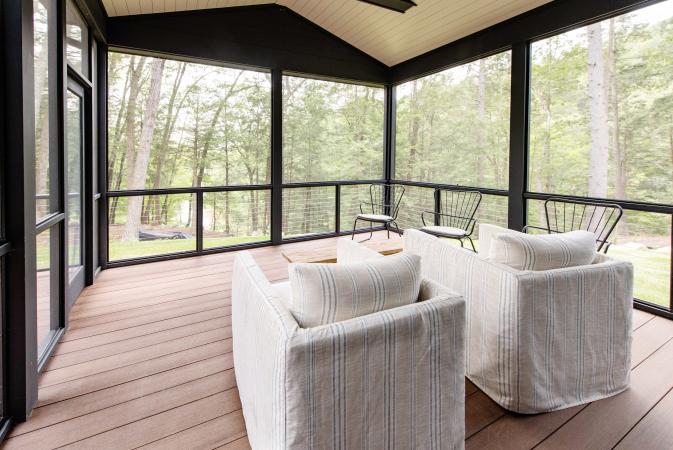 Forest house screened porch