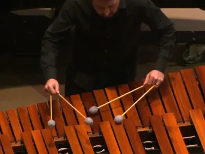 Percussionist Ian Rosenbaum performs in Trinity Church on the marimba