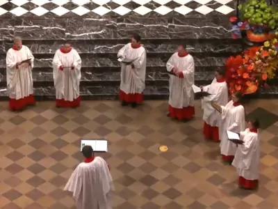 Members of the Choir of Trinity Wall Street sing at Trinity Church