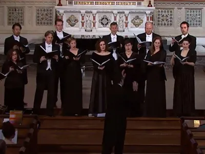 Members of Downtown Voices sing in Trinity Church