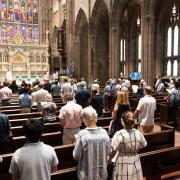 The congregation gathers for Holy Eucharist at Trinity Church