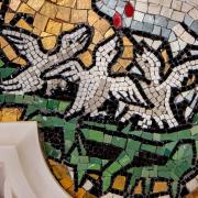 Mosaic depiction of baby birds on the altar of Trinity Church