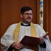 The Rev. Matt Welsch preaches in Parish Hall