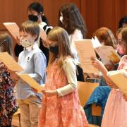 Children's choir singing during Family Service