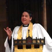 The Rev. Beth Blunt preaching in Trinity Church