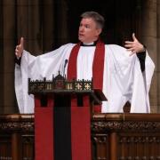 Michael Bird preaches in Trinity Church on Palm Sunday.