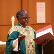 Sister Promise Atelon preaches at Family Service
