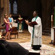 The Rev. Alfred Loua preaches in Trinity Church on Sunday, July 16, 2023.
