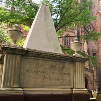 The monument marking the grave of Alexander Hamilton