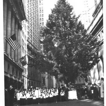 Christmas Tree-lighting on Wall Street 1961