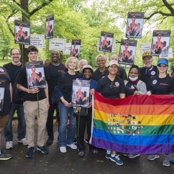 Trinity staff and congregation members march in the 2022 AIDS Walk New York