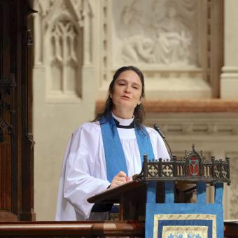Mother Kristin in the pulpit