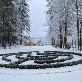 Trinity Retreat Center Labyrinth in snow