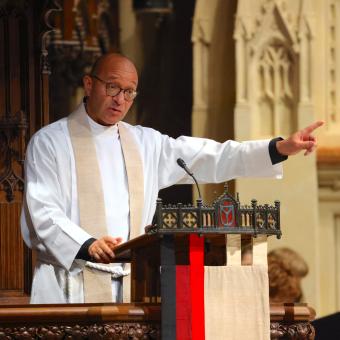 Father Phil in the pulpit