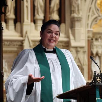 The Rev. Beth Blunt preaches in Trinity Church
