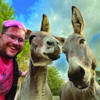 Matt with donkeys