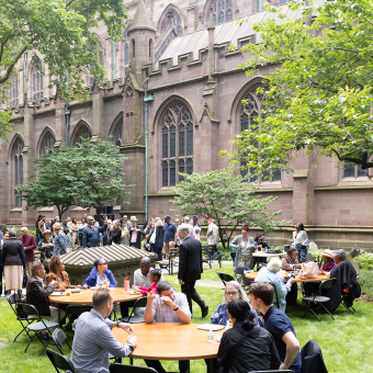 Parishioners and staff gather in Trinity Churchyard for the 2023 Parish Picnic