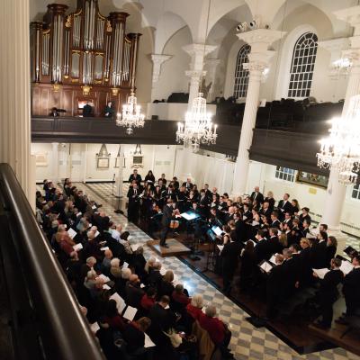 Downtown Voices singing Part and Poulenc in St. Paul's Chapel