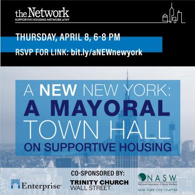 Updated graphic that reads "A NEW New York: A Mayoral Town Hall on Supportive Housing"
