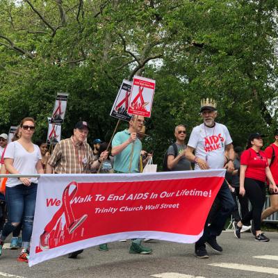 Parishioners walk in AIDS Walk New York