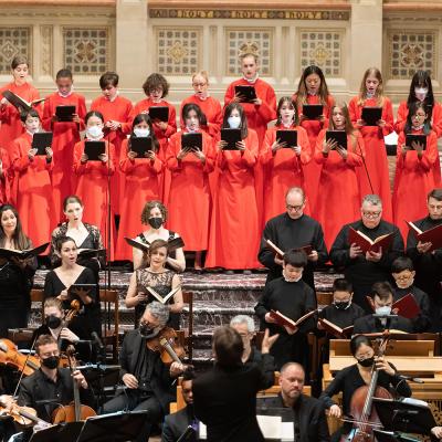 Trinity Youth Chorus members singing in Trinity Church in March 2022