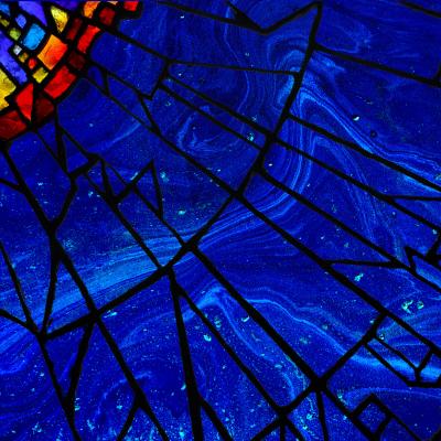 stained glass in blues