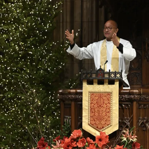 The Rev. Phillip Jackson preaches on Christmas Eve in Trinity Church