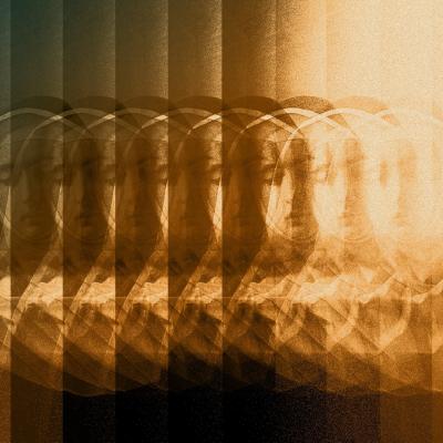 Image of Nun, split into bars in shades of amber