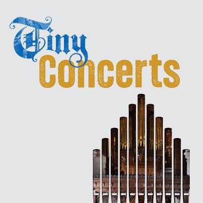 Tiny Concerts in typeface and stripes like a pipe organ