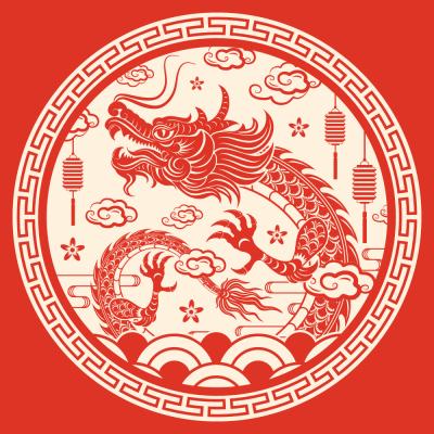 Traditional Chinese paper cut image of a dragon