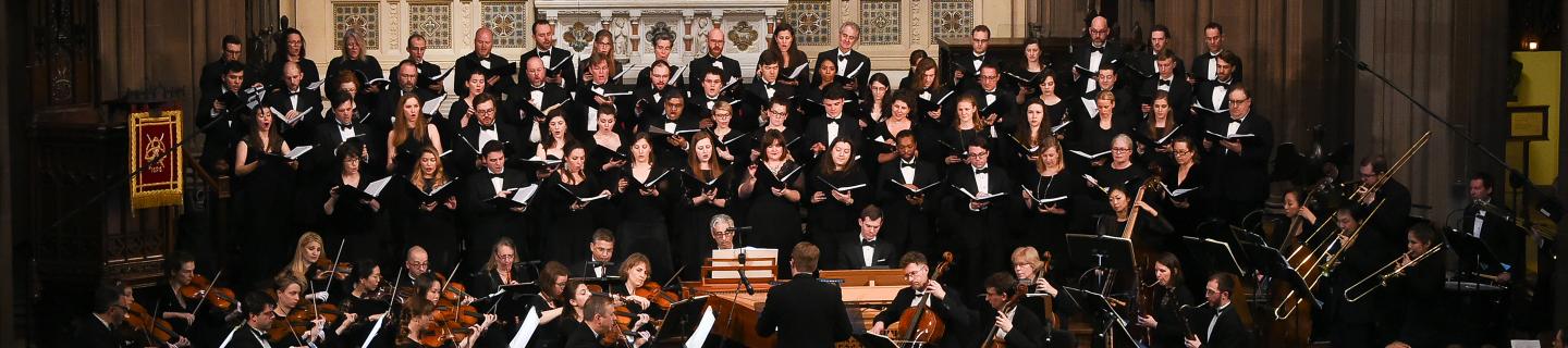 Downtown Voices choir sings in Trinity Church, conducted by Stephen Sands