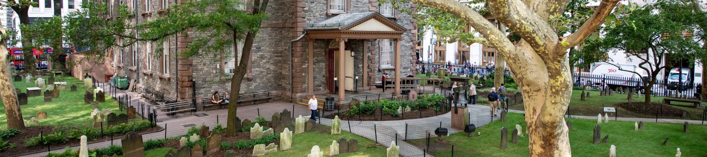 St. Paul's Chapel, facing One World Trade Center, and Churchyard