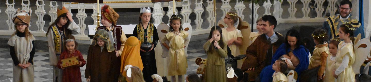 Christmas pageant with children dressed up