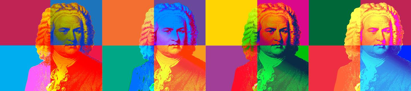 Color block illustration of J.S. Bach